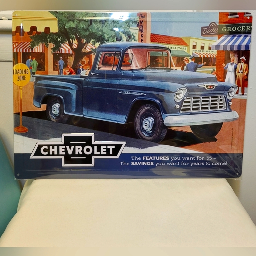 Chevrolet Licensed Novelty Hem Wrapped Embossed Metal Tin Poster